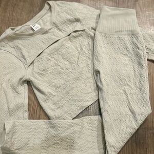 JOYLAB Matching Workout Yoga Longsleeve Beige Set SMALL